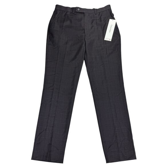 Calvin Klein Mens X Jace Slim Fit Stretch Plaid Suit Pants Navy Burgundy 34x32 - Picture 1 of 3